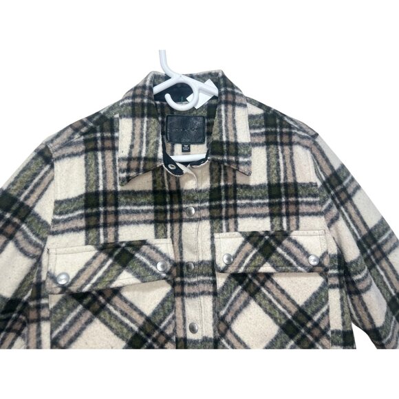 Blank NYC Flannel Plaid Shirt Jacket Shacket Medium Wool Trucker Outdoors Fall - Picture 9 of 16
